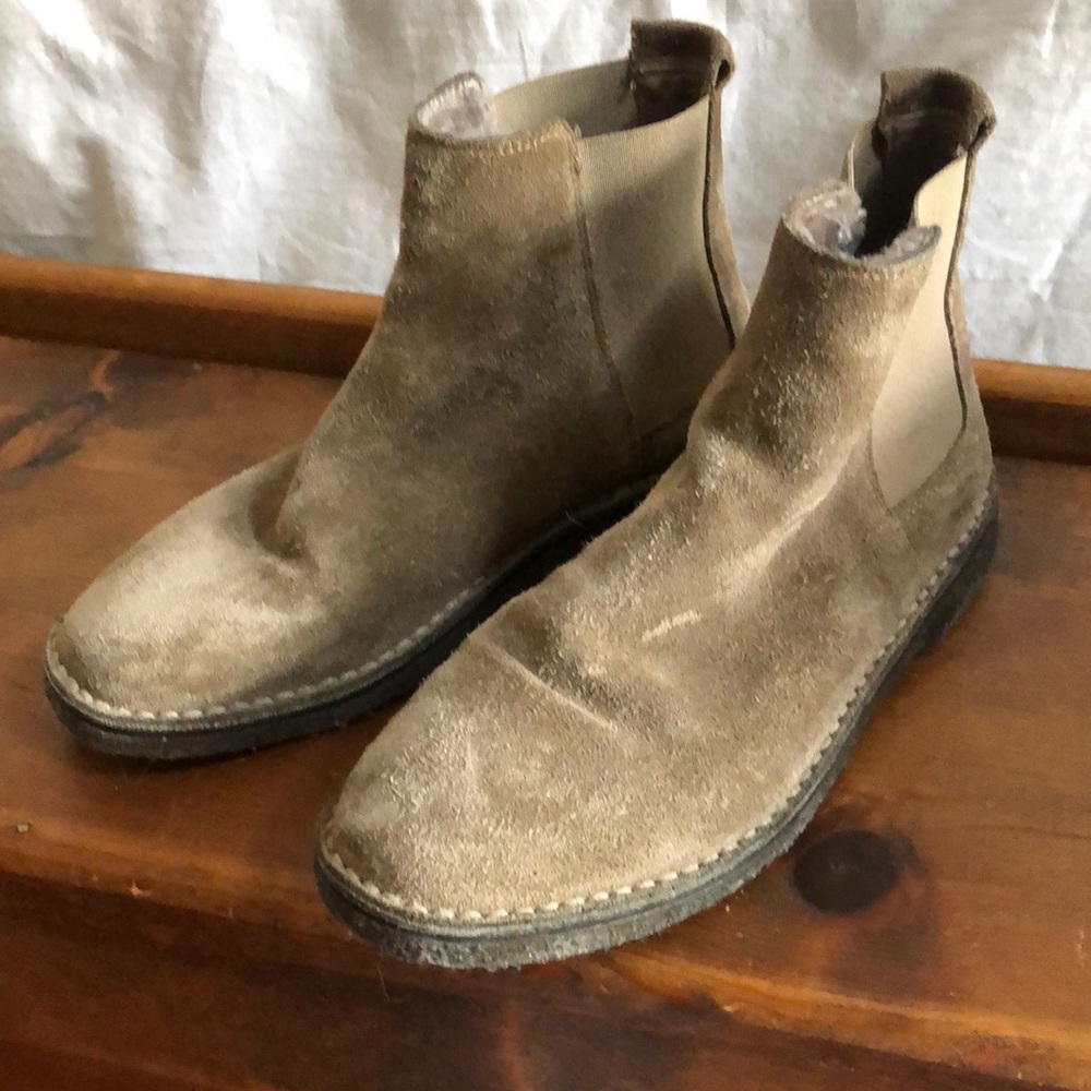 Vince suede and shearling chelsea style booties